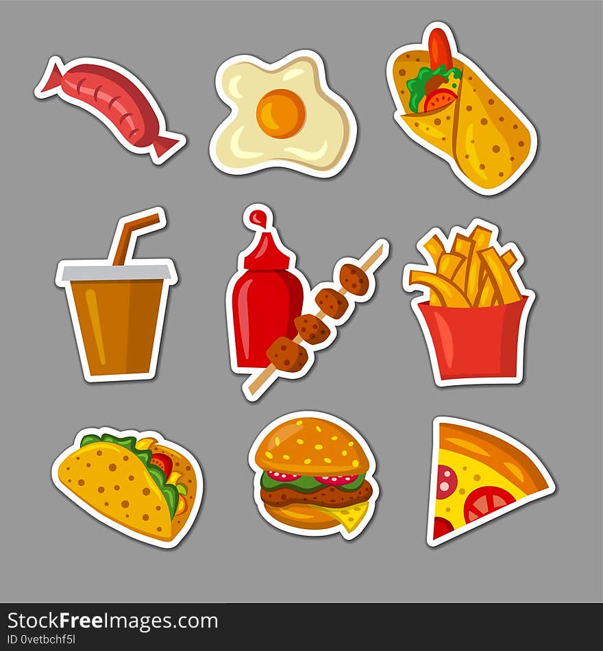 Fast food meals stickers