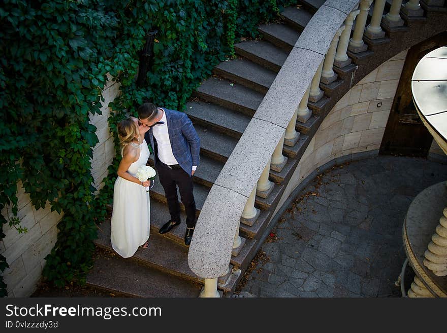 Beautiful wedding couple, newlyweds are enjoying wedding, bride and groom