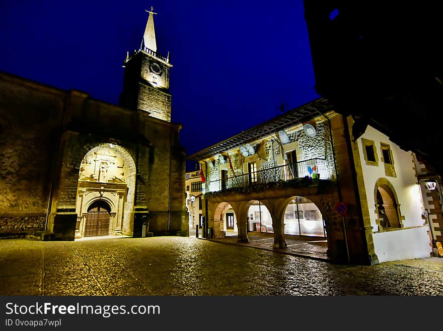 Main square illuminated at night. Main square illuminated at night