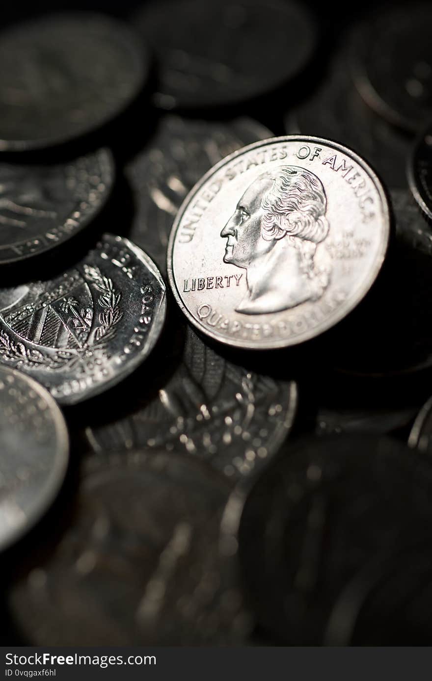 Group of Quarter dollar coins