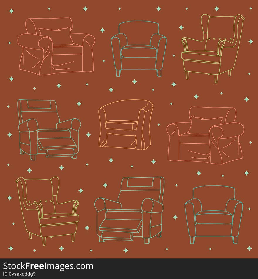 Sofa Theme for Textile and Fabric Pattern Design for your stylish clothes, wallpaper, stationery, wall print, home decor, bag, sticker, gift paper, etc.