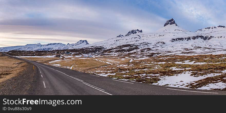 High Resolution Panoramic view on Ring Road, East Fjords, Iceland