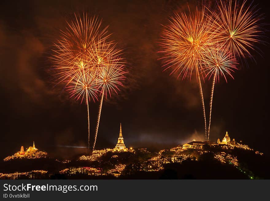 Fireworks at the annual event of Phra Nakhon Khiri, Phetchaburi province, Thailand