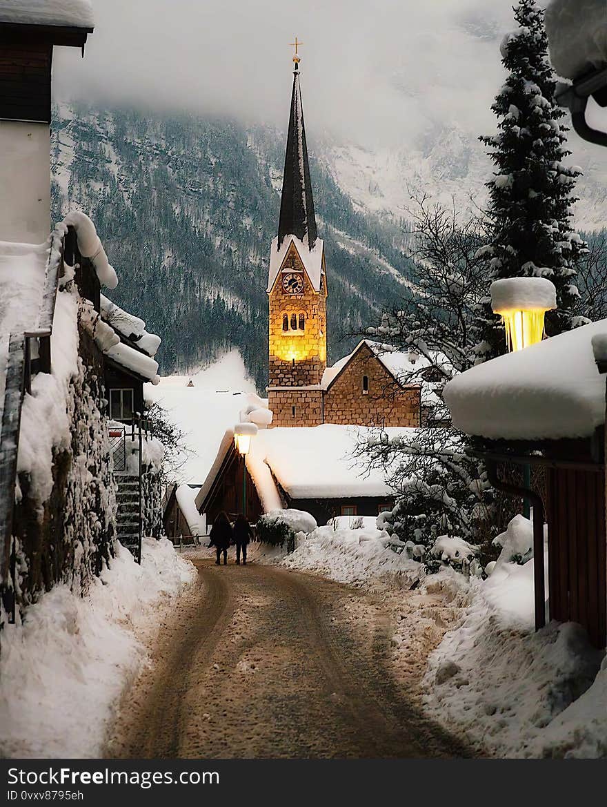 Winter in the Austrian town of Hallstatt