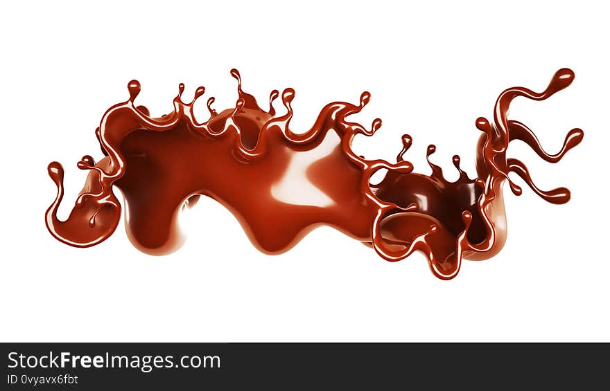 A splash of chocolate. 3d illustration, 3d rendering