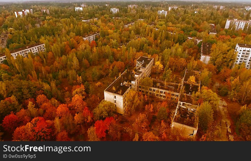 Aerial View Of Pripyat, Chernobyl, Beautiful Landscape