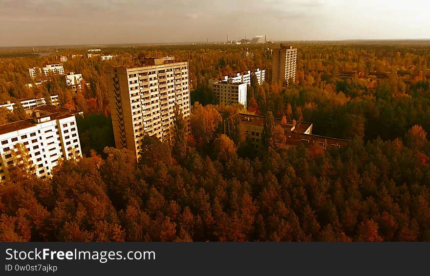 Aerial View Of Pripyat, Chernobyl, Beautiful Landscape