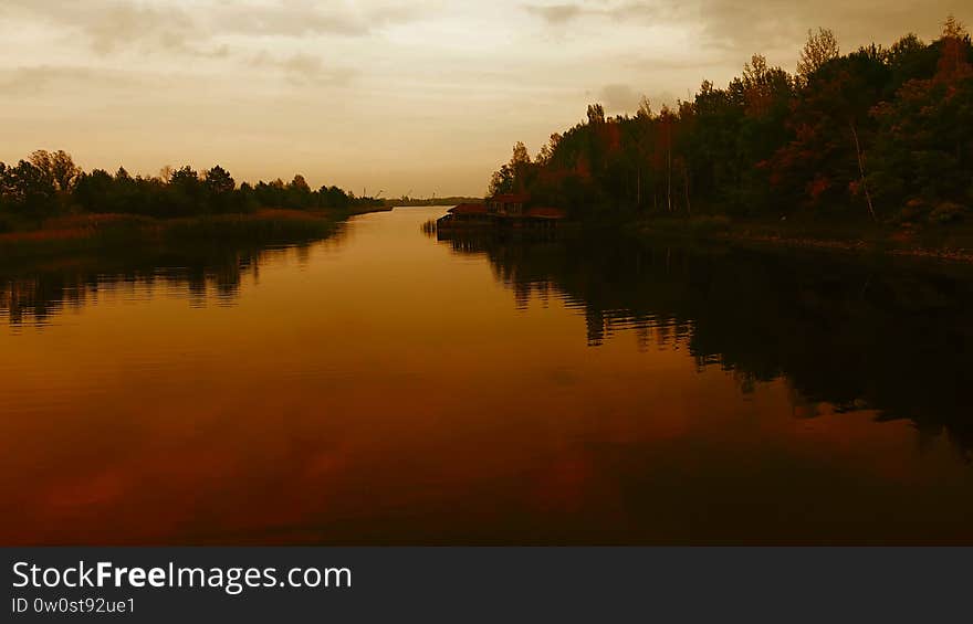 Aerial View of Pripyat River, Chernobyl, Beautiful Landscape