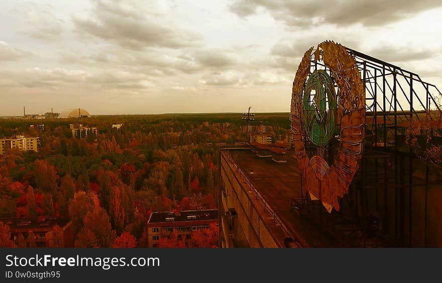 Aerial View of Pripyat, Chernobyl, Beautiful Landscape