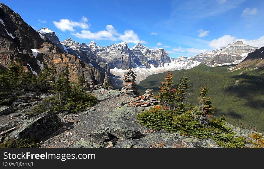 Moraine Lake is a glacially fed lake in Banff National Park, 14 kilometres outside the Village of Lake Louise, Alberta, Canada. It is situated in the Valley of the Ten Peaks, at an elevation of approximately 1,884 metres. The lake has a surface area of 50 hectares. Moraine Lake is a glacially fed lake in Banff National Park, 14 kilometres outside the Village of Lake Louise, Alberta, Canada. It is situated in the Valley of the Ten Peaks, at an elevation of approximately 1,884 metres. The lake has a surface area of 50 hectares.