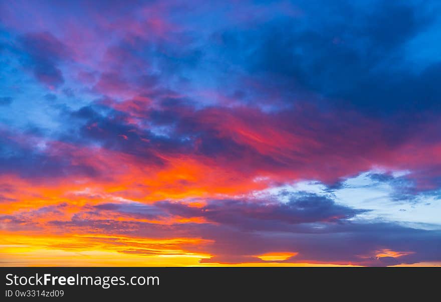 Colorful  sunset sky with cloudy in summer