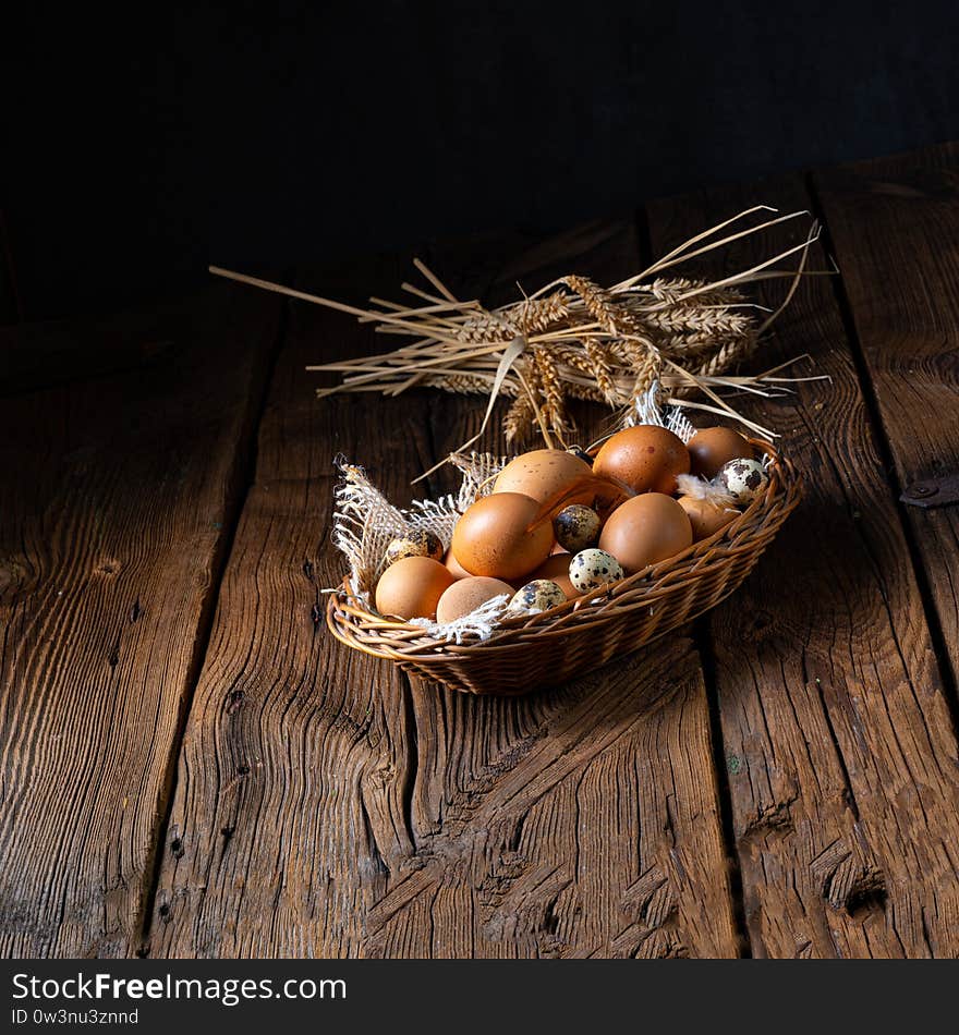 A Fresh eggs straight from the farm in a basket