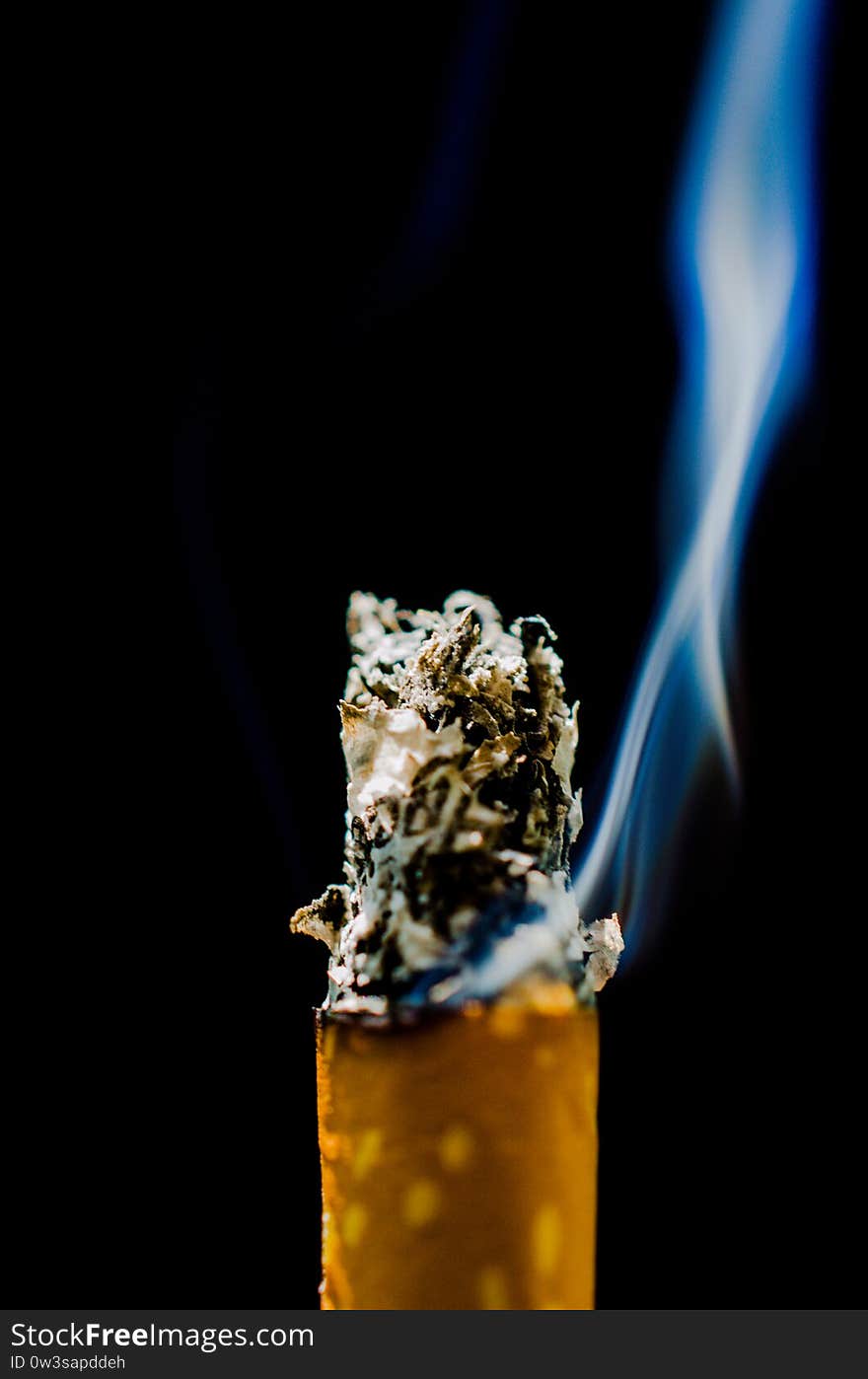 Burning cigarette with smoke. Fire. Bad Habit