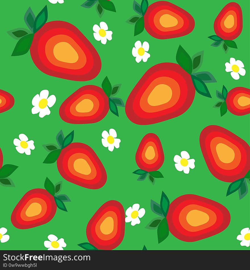 Vector seamless pattern with strawberry