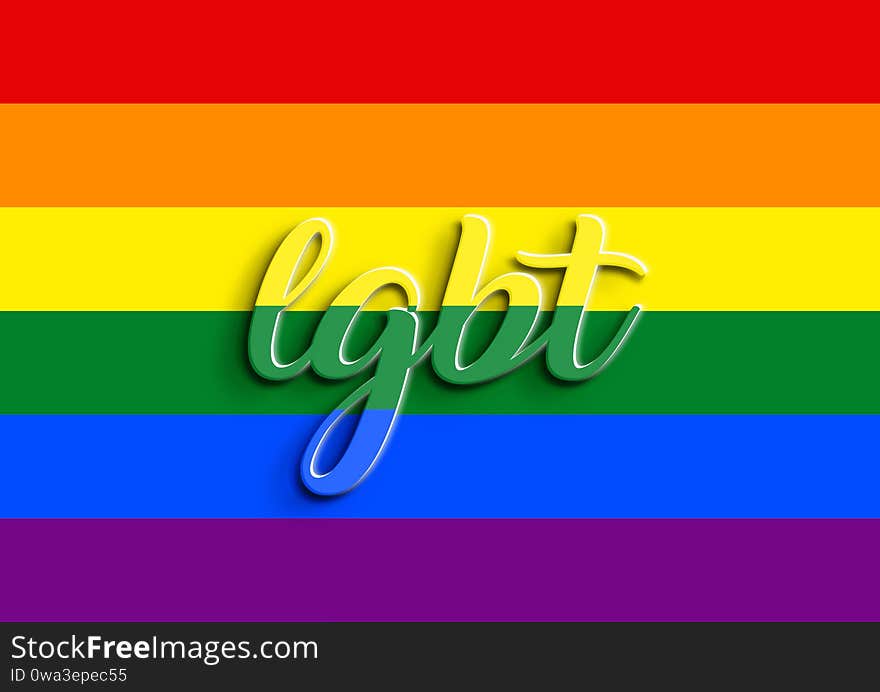 Flag with embossed LGBT text. Banner
