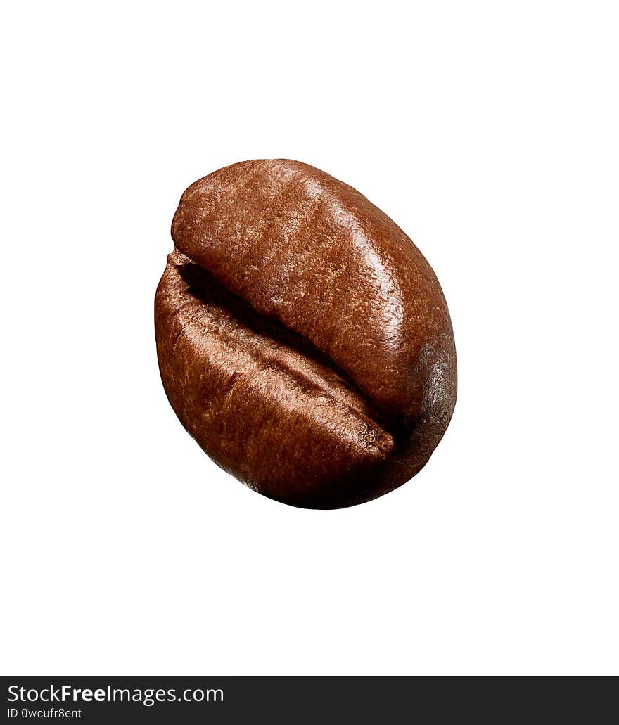 Close up of a coffee bean on white background. Close up of a coffee bean on white background