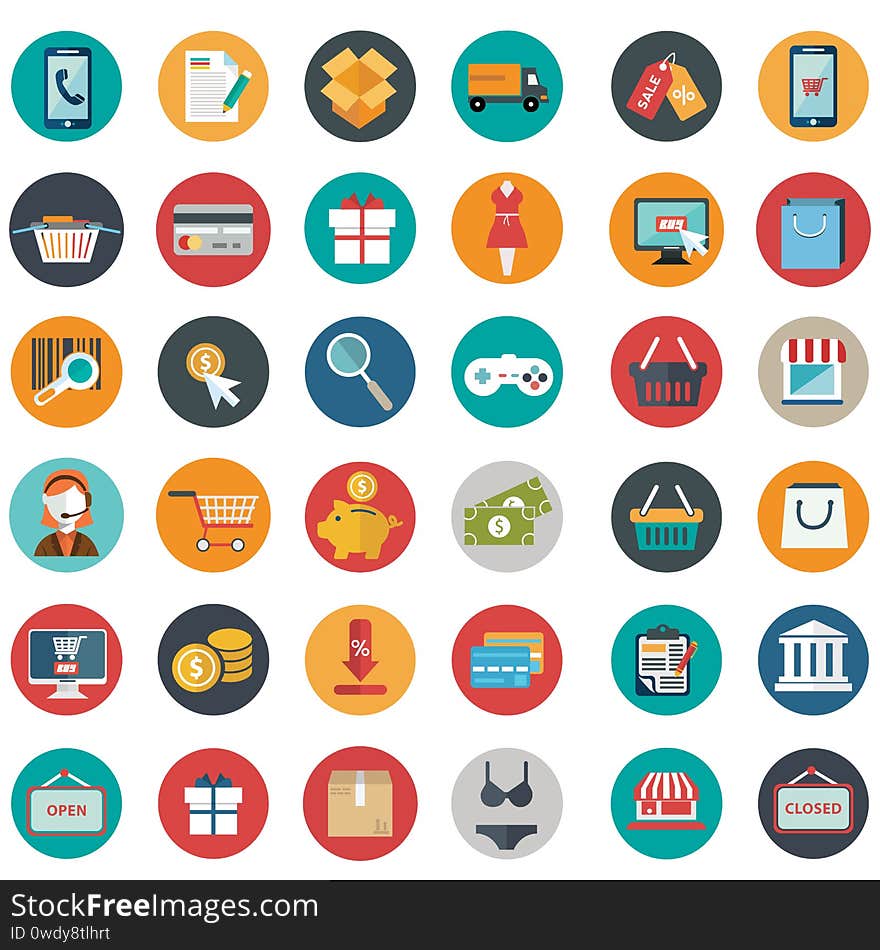 Vector illustration set of shopping icons , shopping items