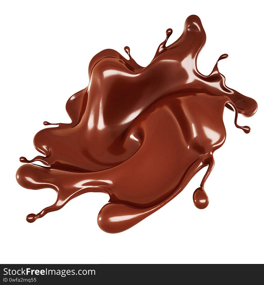 A splash of chocolate. 3d illustration, 3d rendering