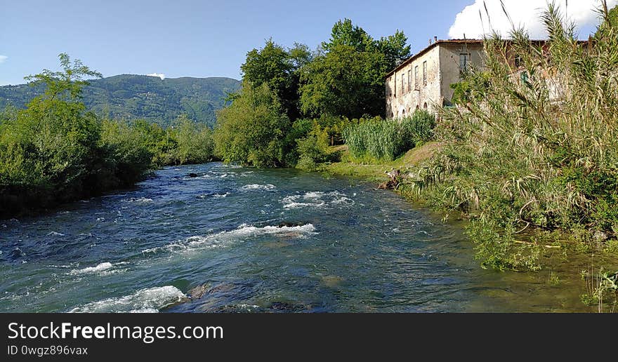 Serchio river in the area of Ponte a Moriano