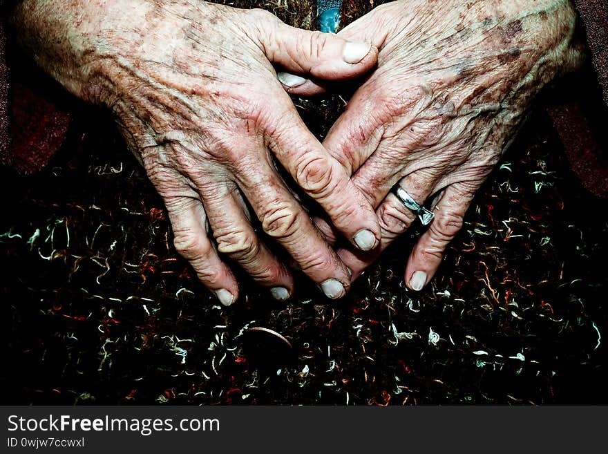 Old Age Woman Hands Detail