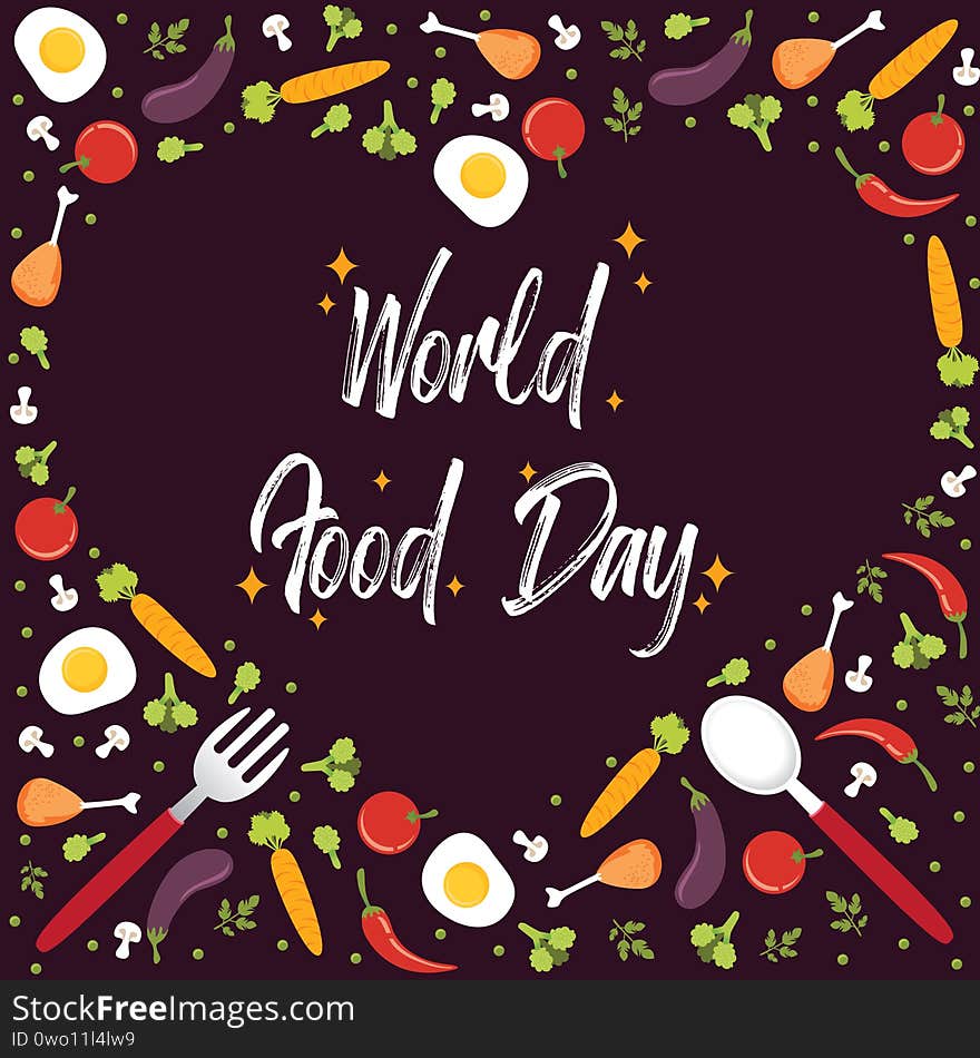 Illustration of world food day with love silhouette