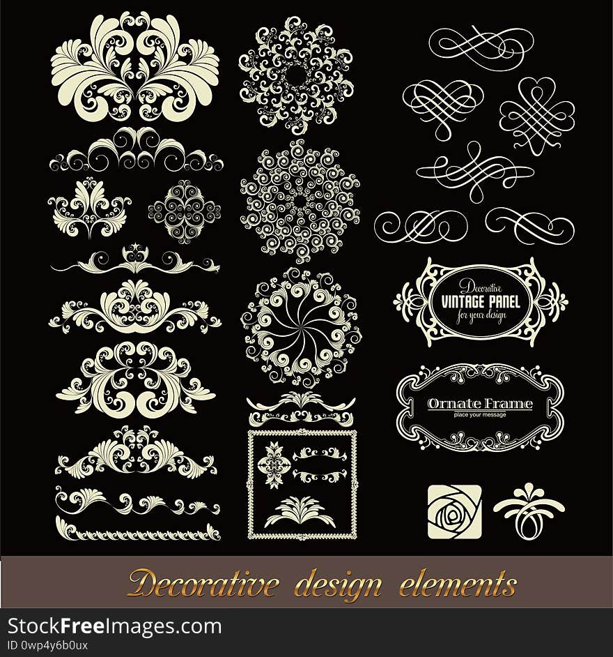 Vintage design elements vector images collections