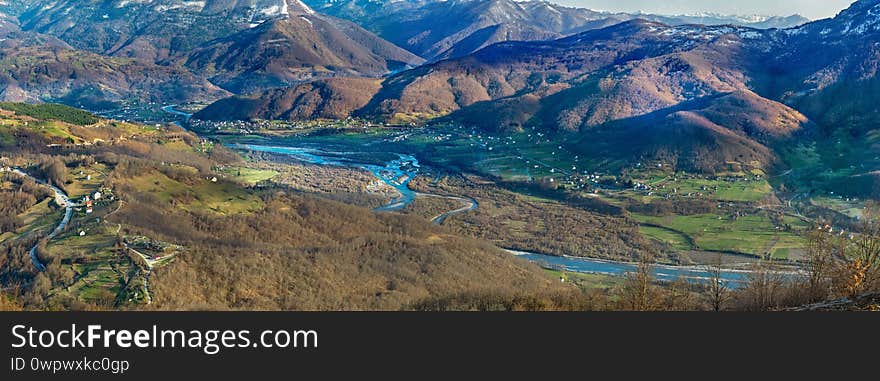 View of the valley in the Balkan mountains. Montenegro