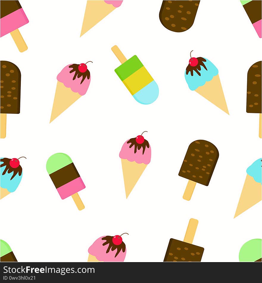 Illustration Vector Graphic of Ice Cream Seamless Pattern background cute, wallpaper, texture,