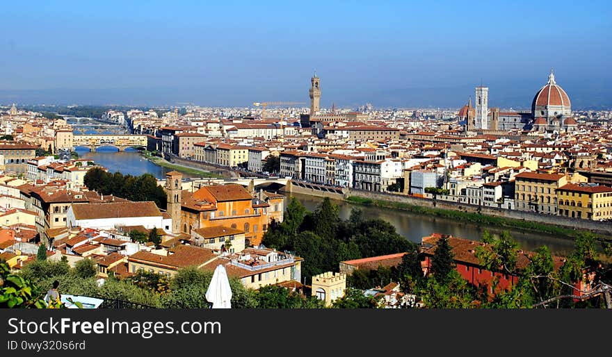 Aerial view of Florence and Arno river in Italy. Aerial view of Florence and Arno river in Italy