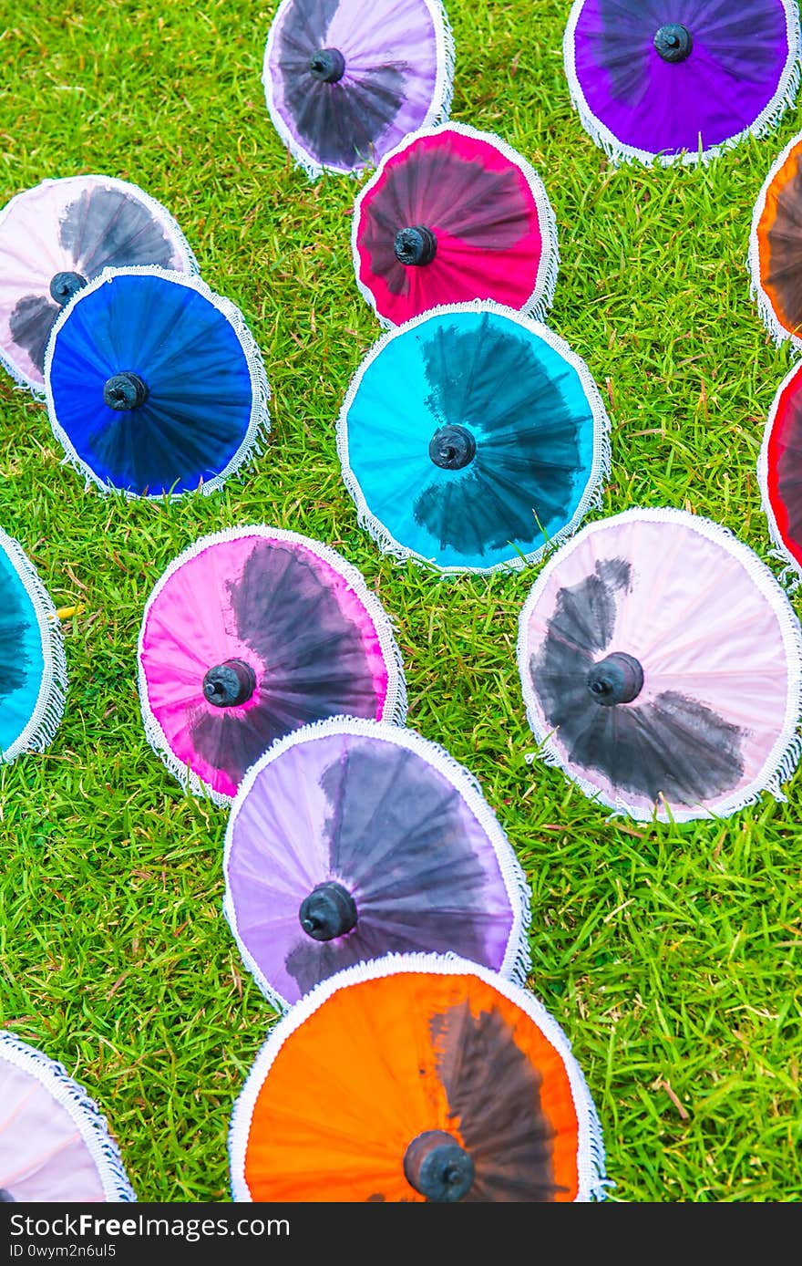 Thai native umbrella on grass