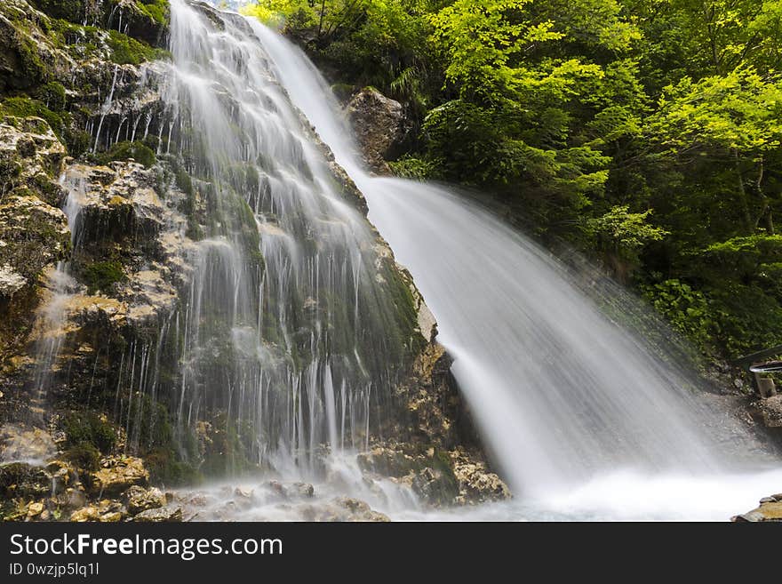 Amazing waterfall in bucegi Mountains, Urlatoarea waterfall