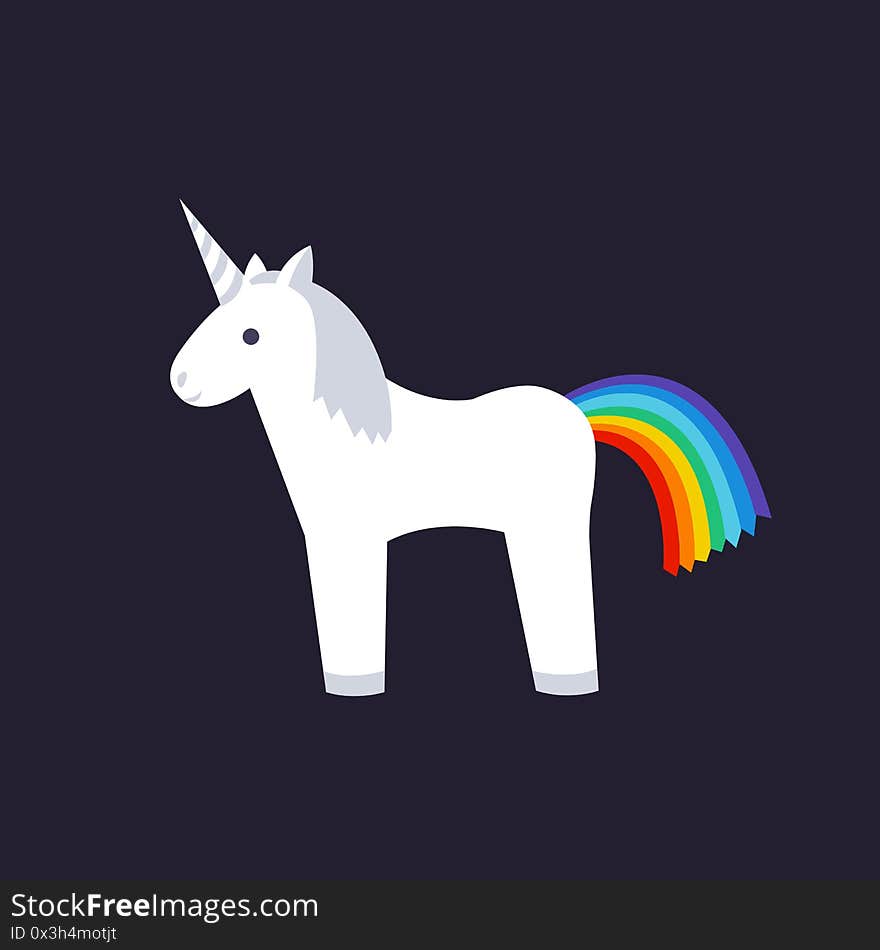 Unicorn flat icon, vector color cute illustration