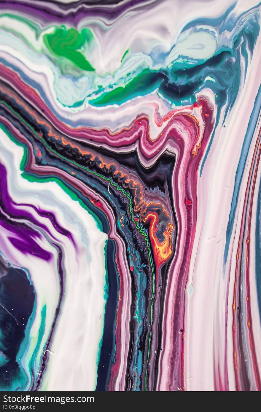 Macro Photo Of Colourful Abstract Epoxy Resin Painting.