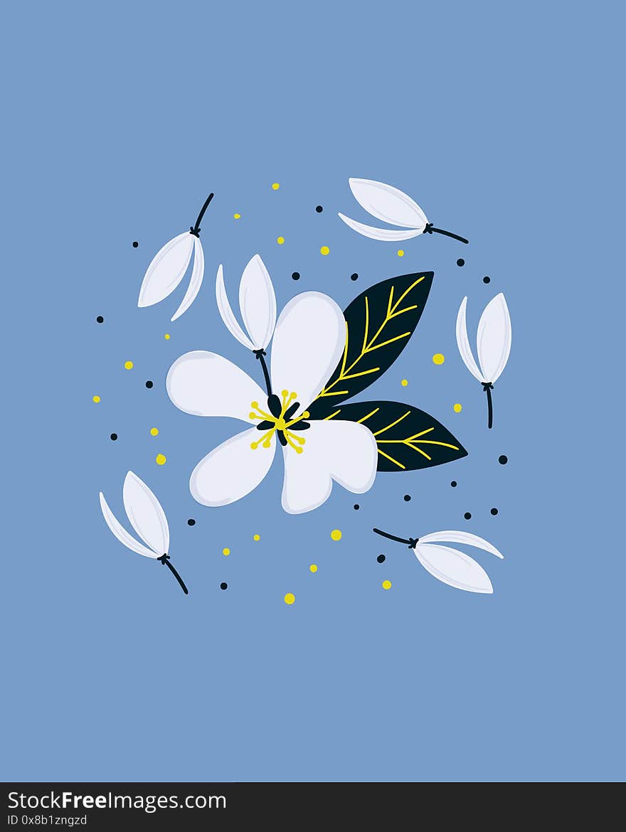 Hand drawn apple blossom flowers  illustration. creative floral designs for fabric, wrapping, wallpaper, textile, apparel