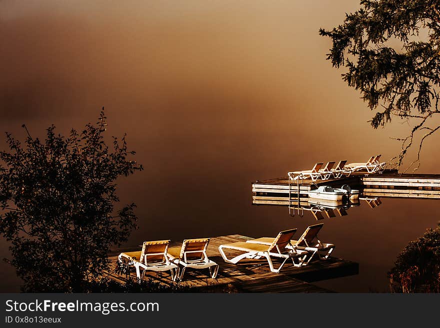 Dock on Lac-Superieur, Mont-tremblant, Quebec, Canada