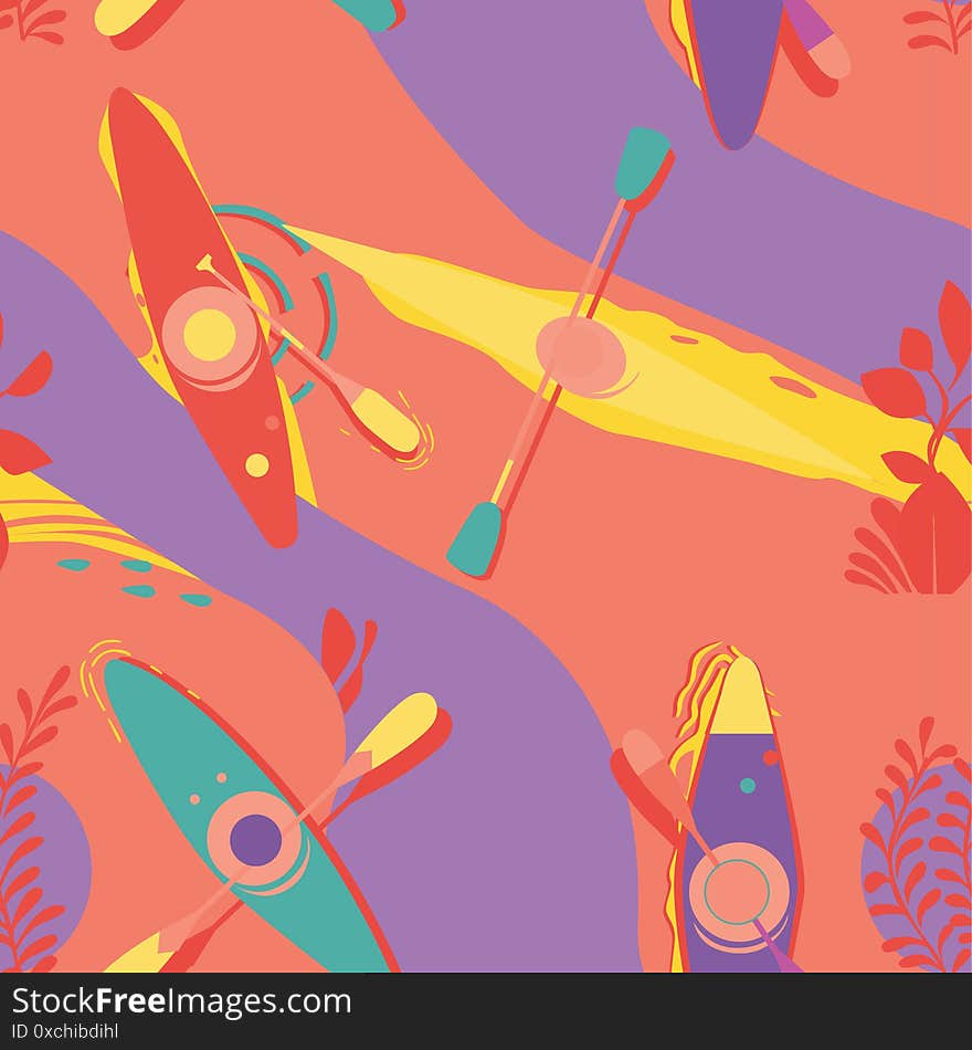 Kayak Pattern Seamless Design Graphic