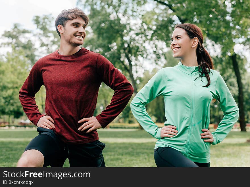 Couple smiling at each other while