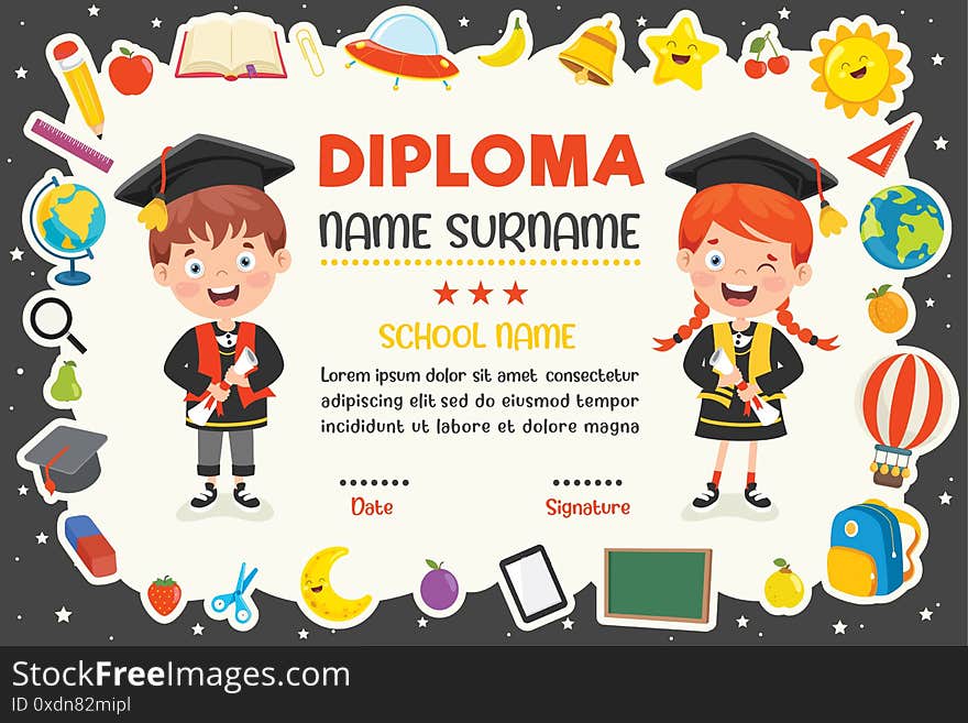 Diploma Certificate For Preschool And Elementary School Kids