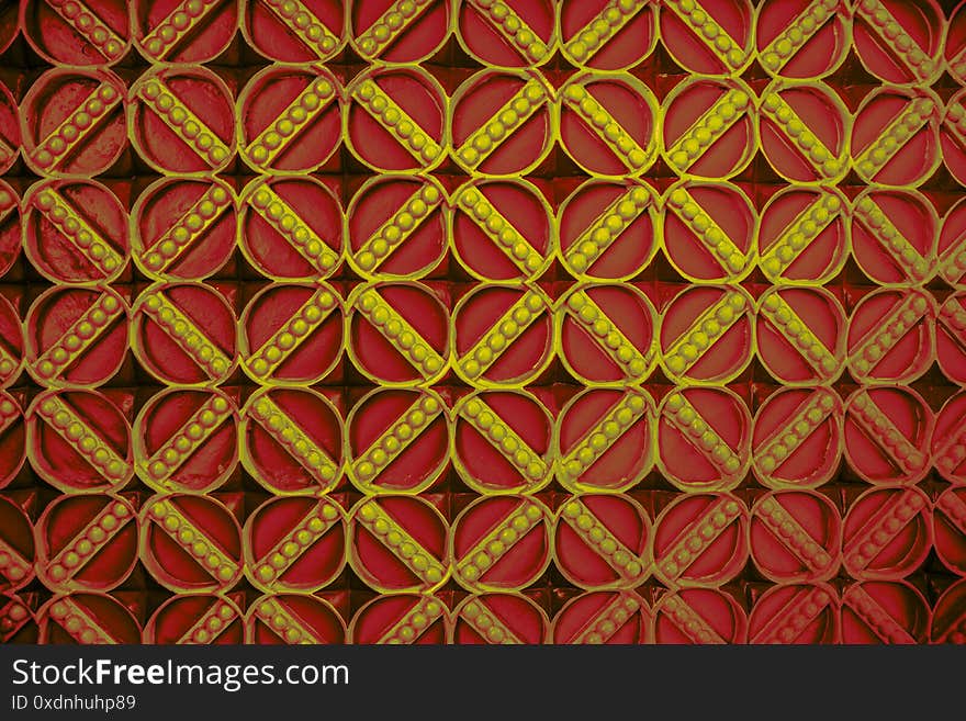 Red And Yellow Pattern With Maroon Blobs