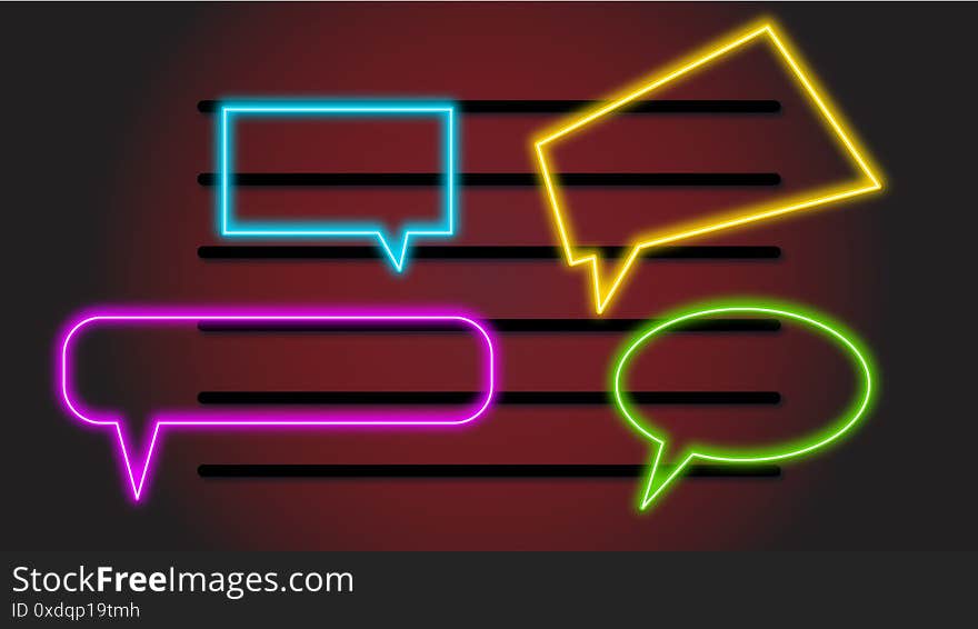 Speech bubble in neon effect illustration background image