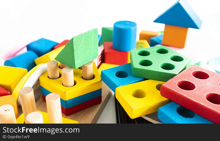 Children Toy Wood Block Colorful For Development Skill