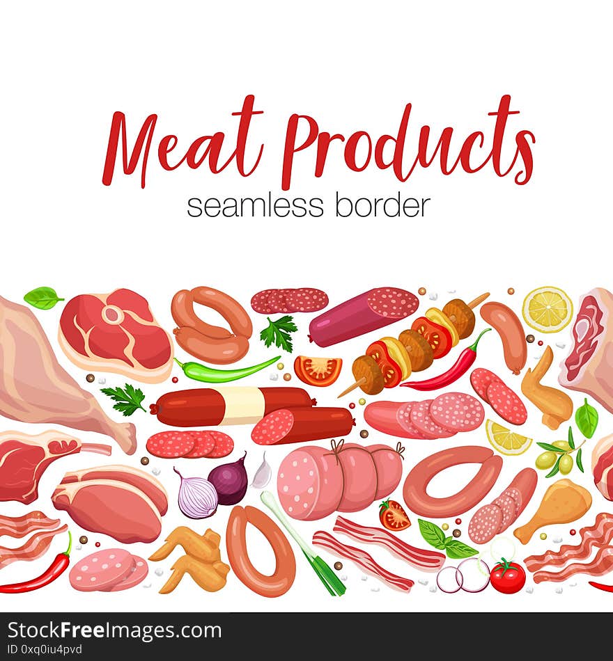 Meat products seamless border