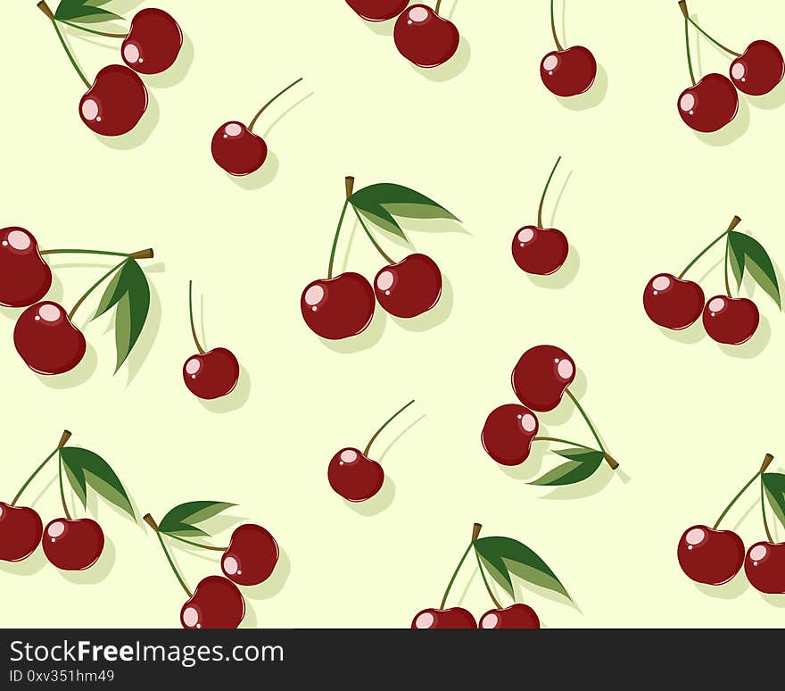 Red Cherry Berry With Green Leaf