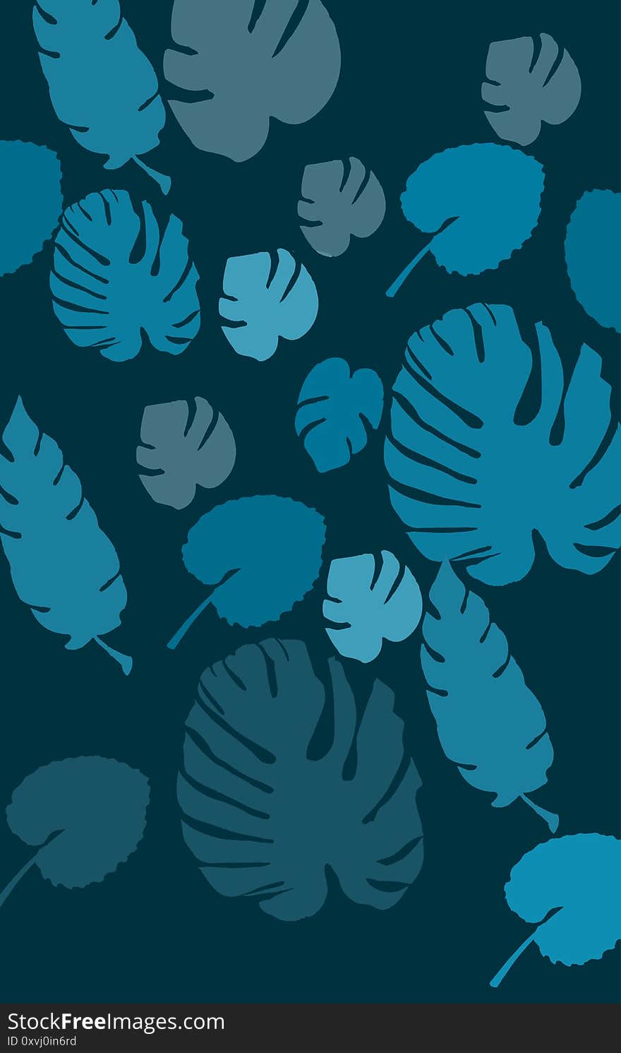 Blue leaf pattern background design. blue background