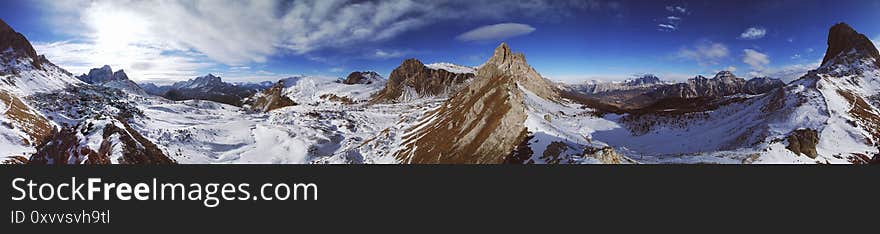 Panorama 360 degree, of Dolomites, Croda Da Lago, Veneto, Italy