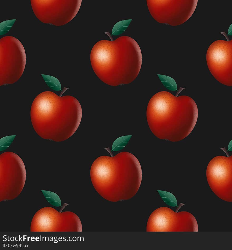 Seamless Pattern of realistic red apples with texture. 3D render. Seamless Pattern of realistic red apples with texture. 3D render