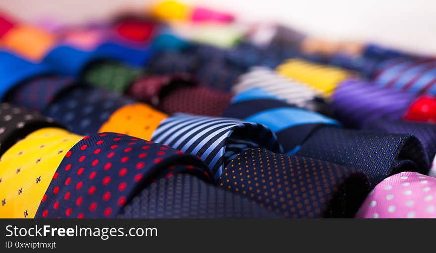 Ties on hangers in men clothing store