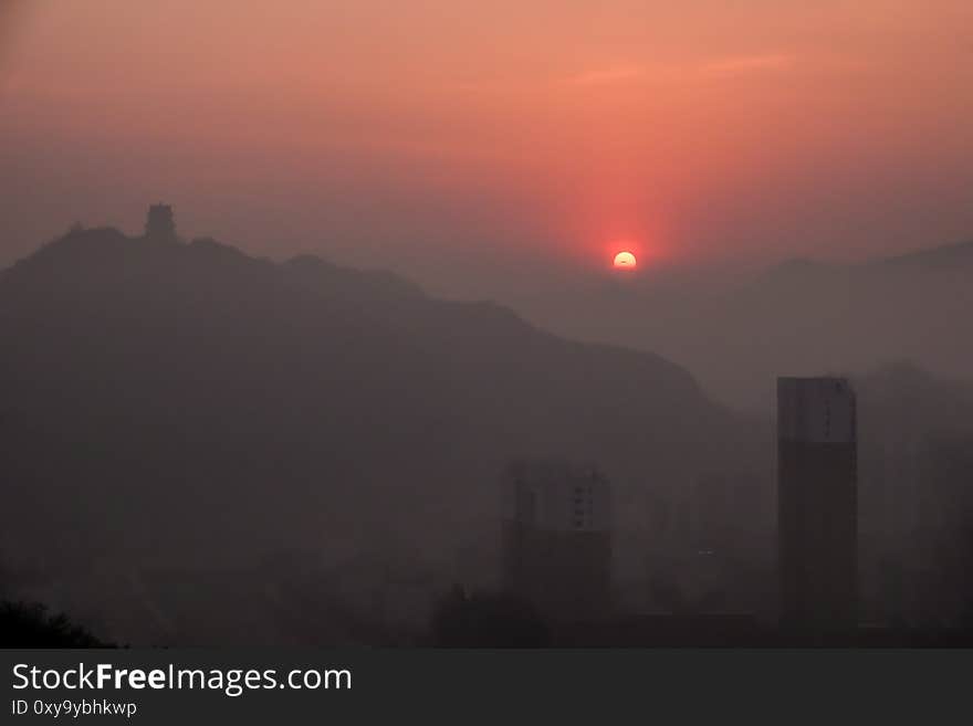 Sunrise in Xinglong County, Hebei Province, China