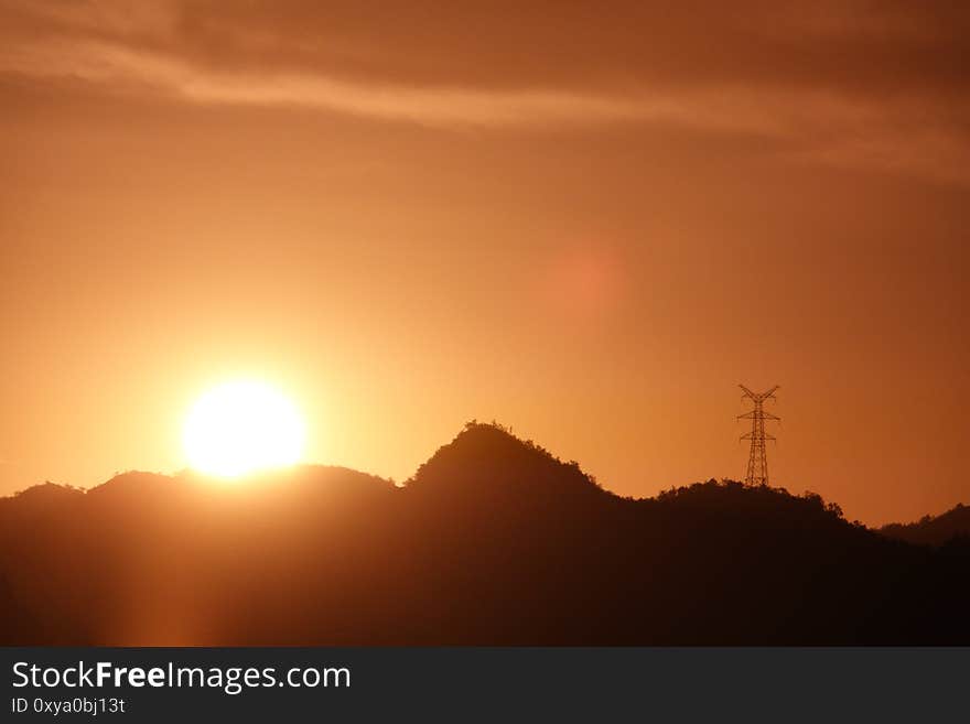 Sunrise in Xinglong County, Hebei Province, ChinaA house in the clouds is a fairyland