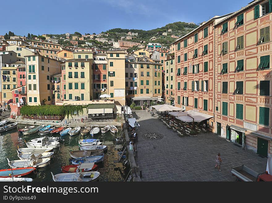 The characteristic seaside village of Camogli in the eastern Ligurian Riviera